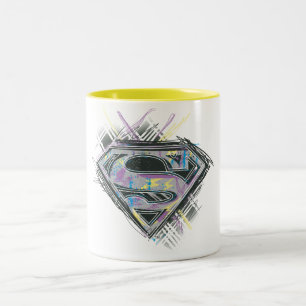 Supergirl Scribbles Logo Tweekleurige Koffiemok