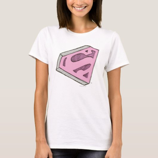 Supergirl Sketched Pink Logo T-shirt (Voorkant)