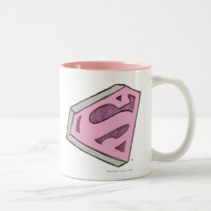Supergirl Sketched Pink Logo Tweekleurige Koffiemok