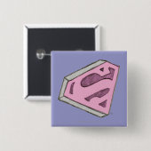 Supergirl Sketched Pink Logo Vierkante Button 5,1 Cm (Voorkant /achterkant)