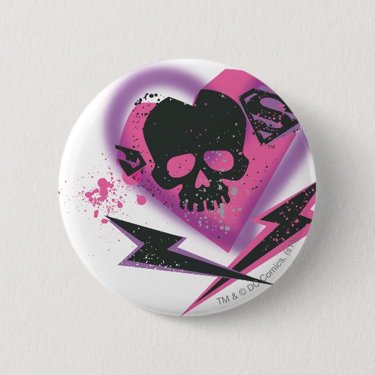 Supergirl Skulls en Lightning Ronde Button 5,7 Cm (Voorkant)