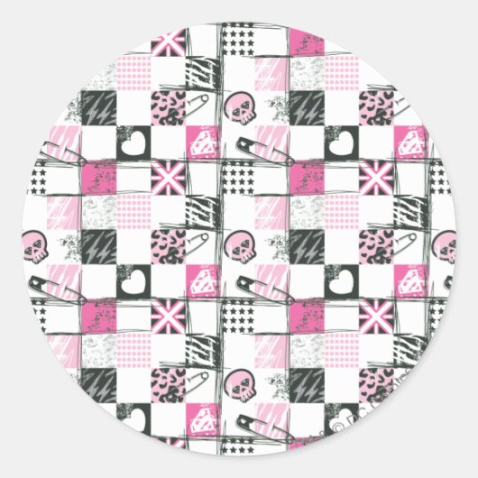 Supergirl Skulls en Pins Pattern Ronde Sticker (Voorkant)