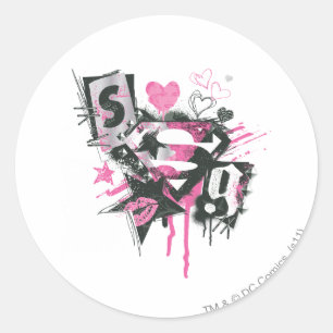 Supergirl Spills en Scribbles Collage Ronde Sticker
