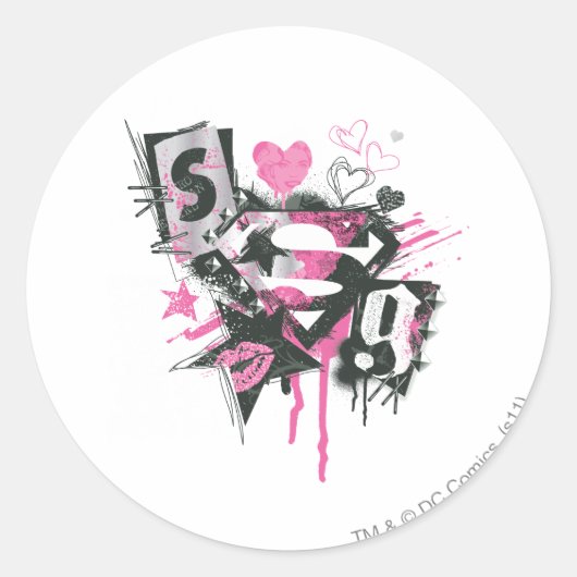 Supergirl Spills en Scribbles Collage Ronde Sticker (Voorkant)