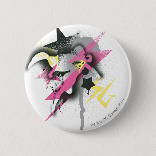 Supergirl Spray Paint Ronde Button 5,7 Cm (Voorkant)