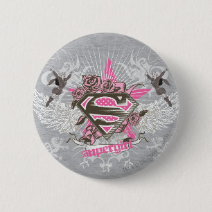 Supergirl Star en Rozen Ronde Button 5,7 Cm