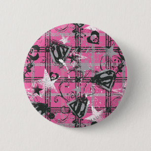 Supergirl Stars en Skulls Pattern Ronde Button 5,7 Cm