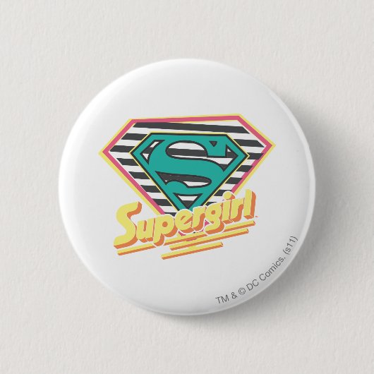 Supergirl Striped Logo Ronde Button 5,7 Cm (Voorkant)