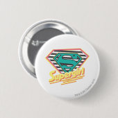 Supergirl Striped Logo Ronde Button 5,7 Cm (Voorkant /achterkant)