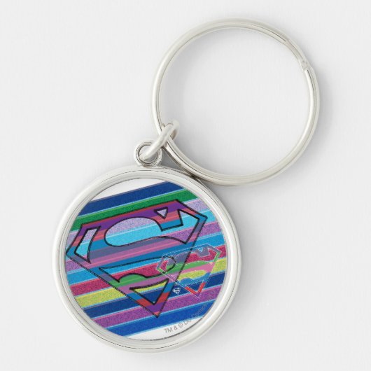 Supergirl Striped Rainbow Logo Sleutelhanger (Voorkant)