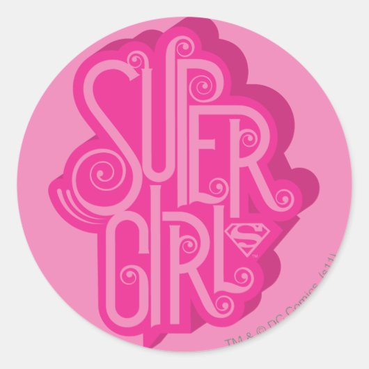 Supergirl Swirl 2 Ronde Sticker (Voorkant)
