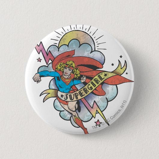 Supergirl Tattoo Ronde Button 5,7 Cm (Voorkant)