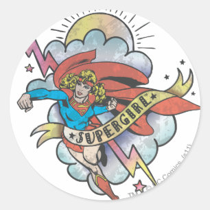 Supergirl Tattoo Ronde Sticker