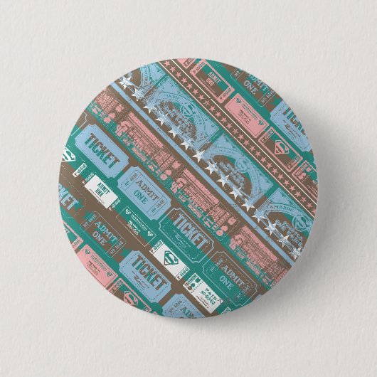 Supergirl Ticket Pattern Blue Ronde Button 5,7 Cm (Voorkant)