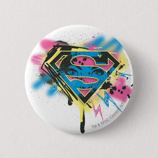 Supergirl, verf en morsen ronde button 5,7 cm (Voorkant)