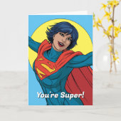 Supergirl Vliegen in Blauw Pak Kaart (Gele Bloem)