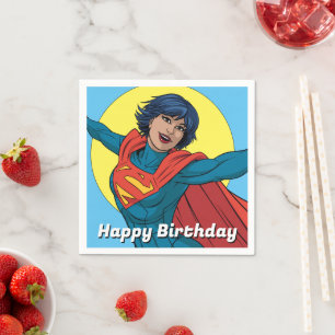 Supergirl Vliegen in Blauw Pak Servet