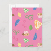 Supergirl vogels en bijenroze briefkaart (Voorkant / Achterkant)