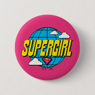 Supergirl wereldwijde pop-grafiek ronde button 5,7 cm