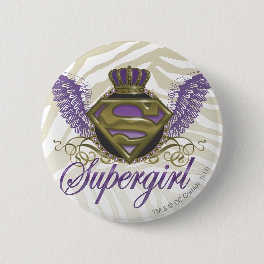 Supergirl Zebra Print Ronde Button 5,7 Cm (Voorkant)