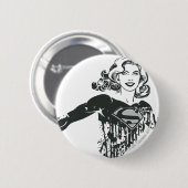 Supergirl zwarte en witte tekening 1 ronde button 5,7 cm (Voorkant /achterkant)