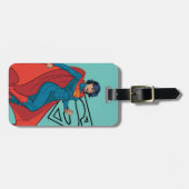 Supergirl zweven in blauw pak bagagelabel (Voorkant horizontaal)