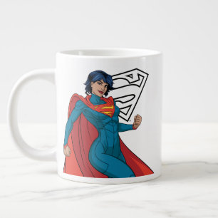 Supergirl zweven in blauw pak extra grote beker