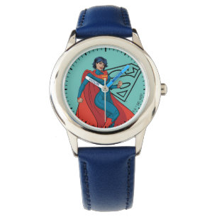 Supergirl zweven in blauw pak horloge