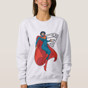 Supergirl zweven in blauw pak trui