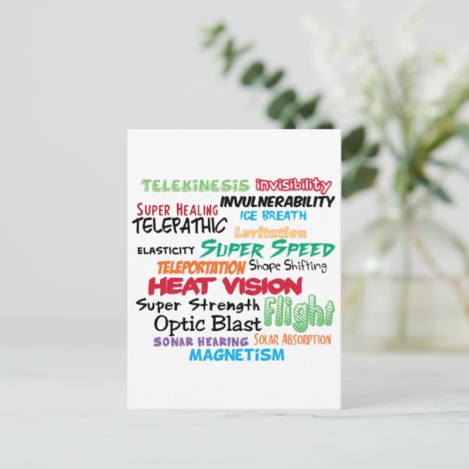 Supergrootmachten superheld briefkaart (Staand voorkant)