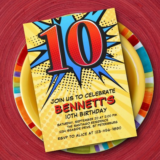 Superheld 10e verjaardag uitnodiging