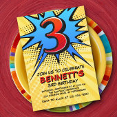 Superheld 3e verjaardag uitnodiging