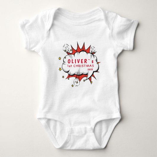 Superheld Baby`s Eerste Kerst Comic Romper (Voorkant)