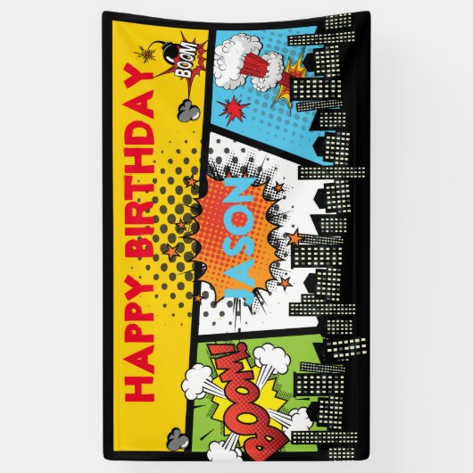 Superheld Birthday Banner (Verticaal)