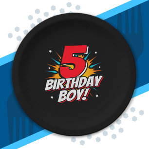 Superheld Birthday Boy - 5 jaar - 5 jaar - vijfde  Papieren Bordje