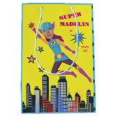 Superheld Birthday Girl Fantastic Sensational Medium Cadeauzakje (Voorkant)