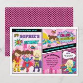 Superheld Birthday Party Girl Power Super Hero Kaart (Voorkant / Achterkant)