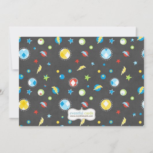 Superheld Birthday Party Invitation Kaart (Achterkant)