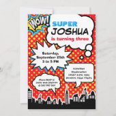 Superheld Birthday Party Invitation Kaart (Voorkant)