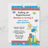Superheld Birthday Party Invitation Kaart (Voorkant)
