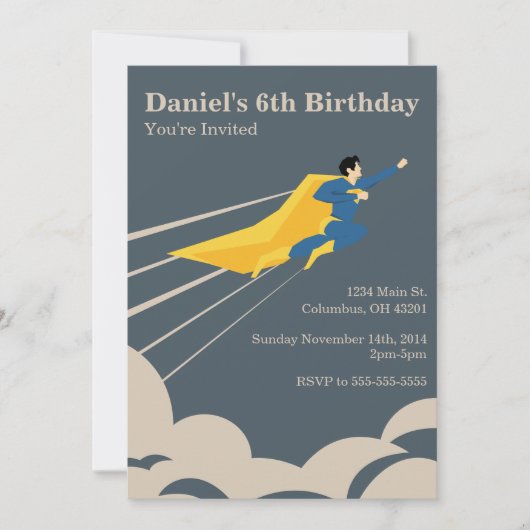 Superheld Birthday Party Invitation Kaart (Voorkant)