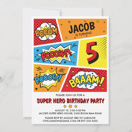 Superheld Birthday Party nodigt elke leeftijd uit Kaart (Voorkant)
