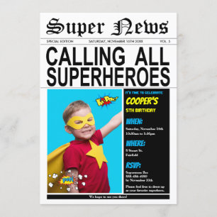 Superheld Birthday Party Super Hero Boy Girl Foto Kaart