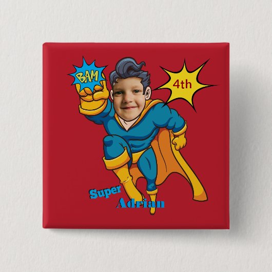 superheld Birthday Personaliseren Vierkante Button 5,1 Cm (Voorkant)