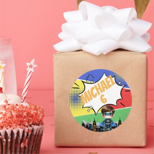 Superheld Birthday Ronde Sticker (Feest)