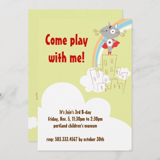 Superheld Birthday Uitnodiging (Voorkant / Achterkant)