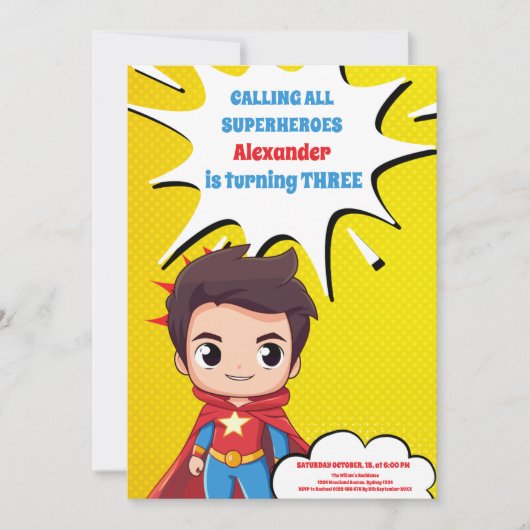 Superheld Birthday Uitnodiging (Voorkant)