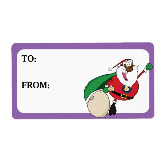 Superheld Black Santa Drukt cadeaulabel Etiket (Voorkant)