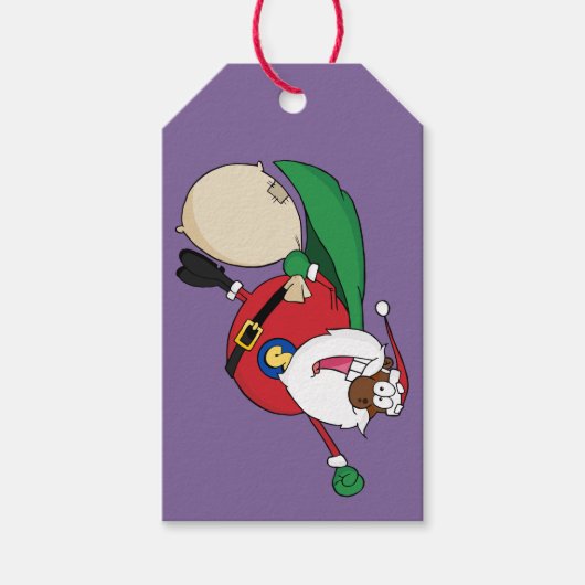 Superheld Black Santa Paper Label Cadeaulabel (Voorkant)