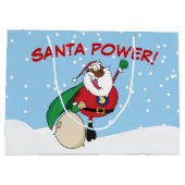 Superheld Black Santa Power Gift Bag Groot Cadeauzakje (Achterkant)